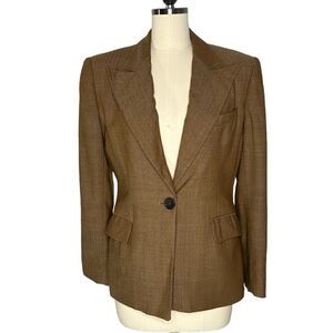 Ralph Lauren Vintage Wool Brown Herringbone Blazer | Size 8